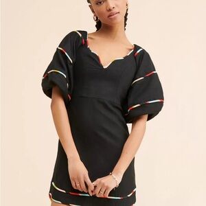 FARM Rio Black Mini Dress with Colorful Stripes
